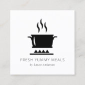 MINIMAAL ZWARTE EN WITTE POT MEAL CHEF CATERING VIERKANTE VISITEKAARTJE (Voorkant)