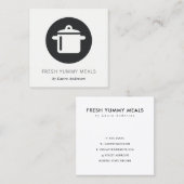 MINIMAAL ZWARTE EN WITTE POT MEAL CHEF CATERING VIERKANTE VISITEKAARTJE (Voorkant / Achterkant)