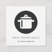 MINIMAAL ZWARTE EN WITTE POT MEAL CHEF CATERING VIERKANTE VISITEKAARTJE (Voorkant)