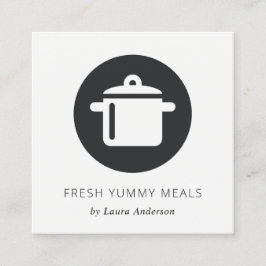 MINIMAAL ZWARTE EN WITTE POT MEAL CHEF CATERING VIERKANTE VISITEKAARTJE