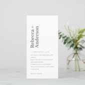 MINIMAAL ZWARTE EN WITTE TYPOGRAFIE WEDDING INVITE BEDANKKAART (Staand voorkant)