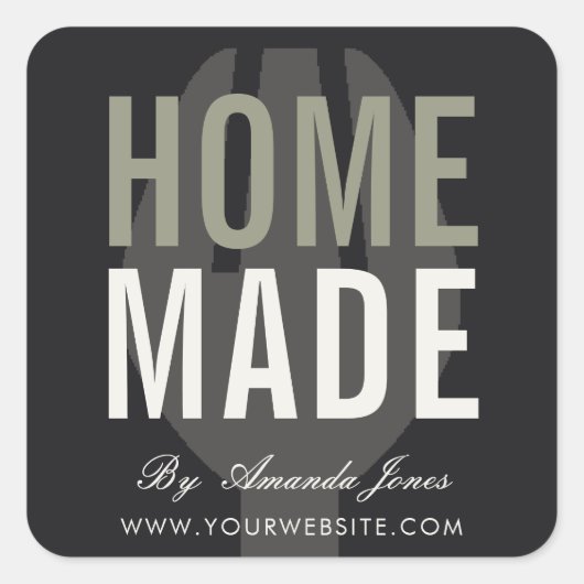 MINIMAAL ZWARTE GRAY FORK CHEF COOKING HOMEMAMAGEM VIERKANTE STICKER (Voorkant)