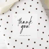 Minimaal Zwarte Script Elegante Vierkante Dank Je Bedankjes Labels