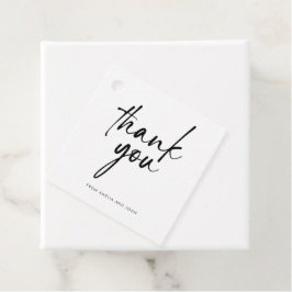 Minimaal Zwarte Script Elegante Vierkante Dank Je Bedankjes Labels