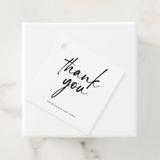 Minimaal Zwarte Script Elegante Vierkante Dank Je Bedankjes Labels (In situ)