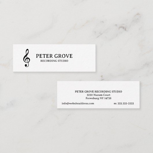 Minimaal. Zwarte troebel kapsel op witte achtergro Mini Visitekaartje (Voorkant / Achterkant)