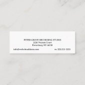 Minimaal. Zwarte troebel kapsel op witte achtergro Mini Visitekaartje (Achterkant)