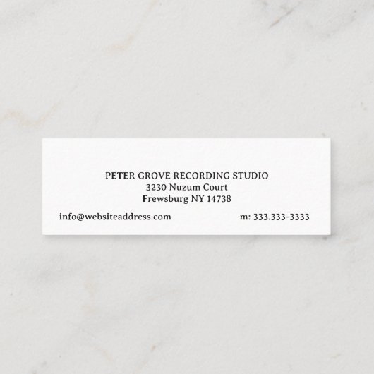 Minimaal. Zwarte troebel kapsel op witte achtergro Mini Visitekaartje (Achterkant)