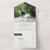 MINIMAAL ZWARTE WITTE MONOGRAM WEDING FOTO ALL IN ONE UITNODIGING (Binnen)