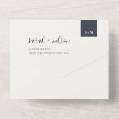 MINIMAAL ZWARTE WITTE MONOGRAM WEDING FOTO ALL IN ONE UITNODIGING (Achterkant)