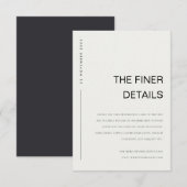 MINIMAAL ZWARTE WITTE WITE TYPOGRAFIE WEDDING DETA INFORMATIEKAARTJE (Voorkant / Achterkant)