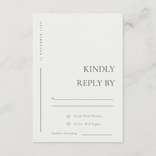 MINIMAAL ZWARTE WITTE WITTE TYPOGRAFIE WEDDING RSV INFORMATIEKAARTJE (Voorkant)