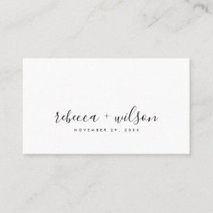 MINIMAAL ZWARTE WITTE WITTE TYPOGRAFIE WEDING DANK VISITEKAARTJE