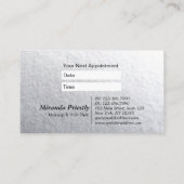 Minimaal zwarte & zilverreliëflijst voor teksthaar afsprakenkaartje (Achterkant)