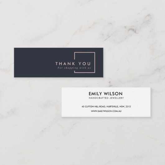 MINIMAAL ZWARTE ZWART RECTANGLE DANK DAT JE HEBT G MINI VISITEKAARTJE (Voorkant / Achterkant)