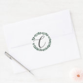 Minimaalistische botanische bladerkrans met monogr ronde sticker (Envelop)