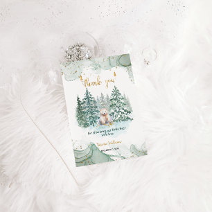 Minimaalistische Winter Baby Shower met Ijsbeer Bedankkaart
