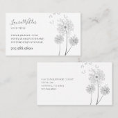 MinimaIist Delicate Illustrated Wind Blown Flower Visitekaartje (Voorkant / Achterkant)