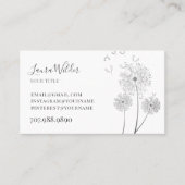 MinimaIist Delicate Illustrated Wind Blown Flower Visitekaartje (Voorkant)