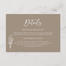 Minimailist Bloemenboeket Taupe trouwgegevens Informatiekaartje