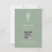 Minimailist Botanicals Sage Green QR Code Wedding RSVP Kaartje (Voorkant)