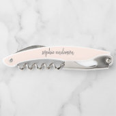 Minimaist Modern | Blush roze bruidsnaam Kurkentrekker (Achterkant)