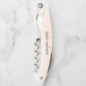 Minimaist Modern | Blush roze bruidsnaam Kurkentrekker (Voorkant)