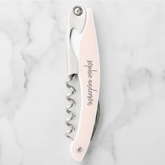 Minimaist Modern | Blush roze bruidsnaam Kurkentrekker (Voorkant)