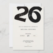 Minimal 26th Birthday Invitation - Bold Typo Kaart (Voorkant)