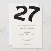 Minimal 27th Birthday Invitation - Bold Typo Kaart (Voorkant)