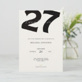 Minimal 27th Birthday Invitation - Bold Typo Kaart (Staand voorkant)