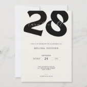 Minimal 28th Birthday Invitation - Bold Typo Kaart (Voorkant)