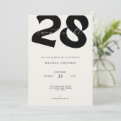 Minimal 28th Birthday Invitation - Bold Typo Kaart (Staand voorkant)