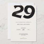 Minimal 29th Birthday Invitation - Bold Typo Kaart (Voorkant)