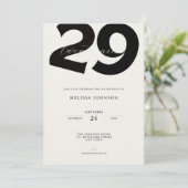Minimal 29th Birthday Invitation - Bold Typo Kaart (Staand voorkant)