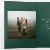 Minimal 2 Photo Green Family Christmas Drieluik Wenskaart (Binnenzijde eerst)