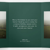 Minimal 2 Photo Green Family Christmas Drieluik Wenskaart (Binnenkant midden)