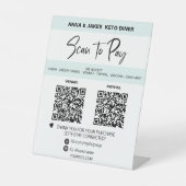 *~* MINIMAL - 2 QR-BETALING - tabletoptabel Tent Reclamebord Met Voetstuk (Voorkant)