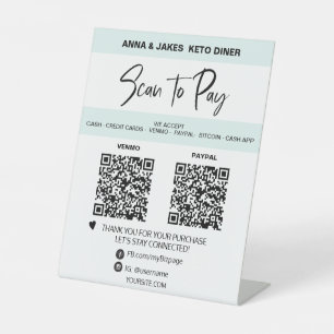 *~* MINIMAL - 2 QR-BETALING - tabletoptabel Tent Reclamebord Met Voetstuk