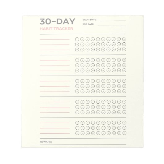 Minimal 30 Day Challenge Habit Tracker Design Notitieblok (Voorkant)