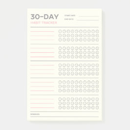 Minimal 30 Day Challenge Habit Tracker Design Post-it® Notes