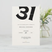 Minimal 31st Birthday Invitation - Bold Typo Kaart (Staand voorkant)