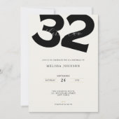 Minimal 32nd Birthday Invitation - Bold Typo Kaart (Voorkant)