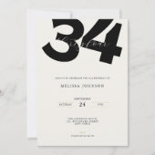 Minimal 34th Birthday Invitation - Bold Typo Kaart (Voorkant)