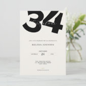 Minimal 34th Birthday Invitation - Bold Typo Kaart (Staand voorkant)