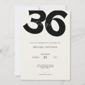 Minimal 36th Birthday Invitation - Bold Typo Kaart (Voorkant)