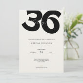 Minimal 36th Birthday Invitation - Bold Typo Kaart (Staand voorkant)