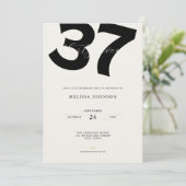 Minimal 37th Birthday Invitation - Bold Typo Kaart (Staand voorkant)