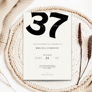 Minimal 37th Birthday Invitation - Bold Typo Kaart