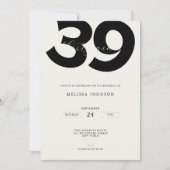 Minimal 39th Birthday Invitation - Bold Typo Kaart (Voorkant)